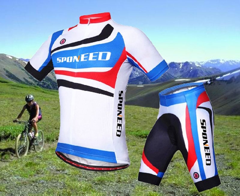 sponeed Bicycle Tshirt Men Biking Jersey and Short Pants Bike Clothes Summer Cycle Gear US L Blue Red - Image 5
